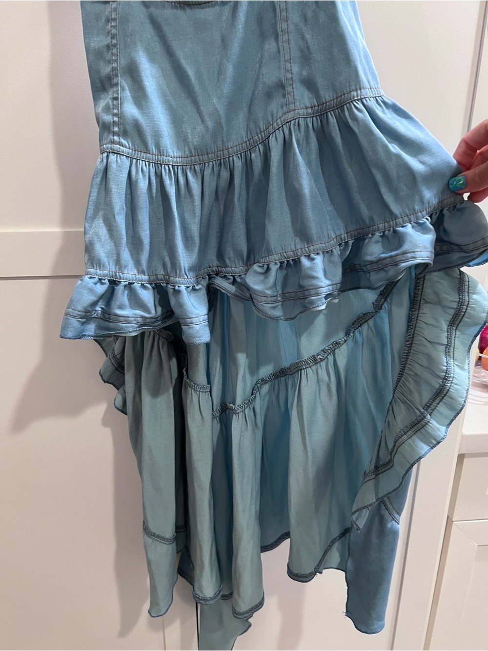 Light Blue Ruffle High-Low Dress - Picture 14 of 15